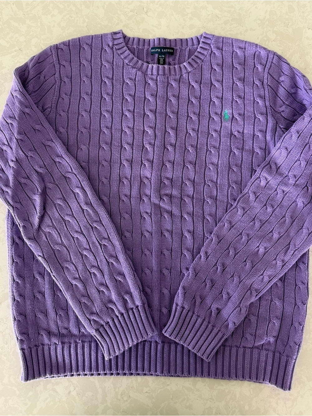 Ralph Lauren Lavender Cable Crew Neck Sweater Women’s XL